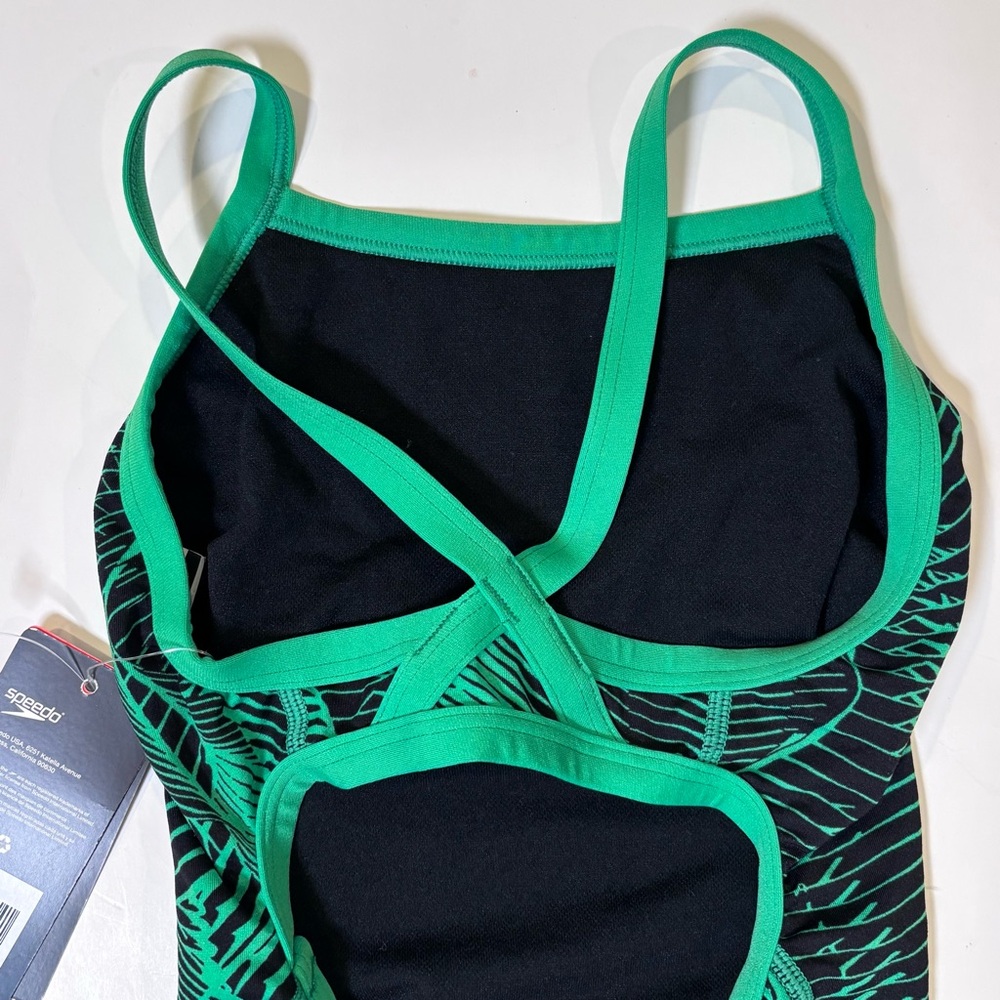 Speedo Swimsuit One Piece Endurance+Flyback Youth Competitive Blue Green S/4 - Picture 8 of 11
